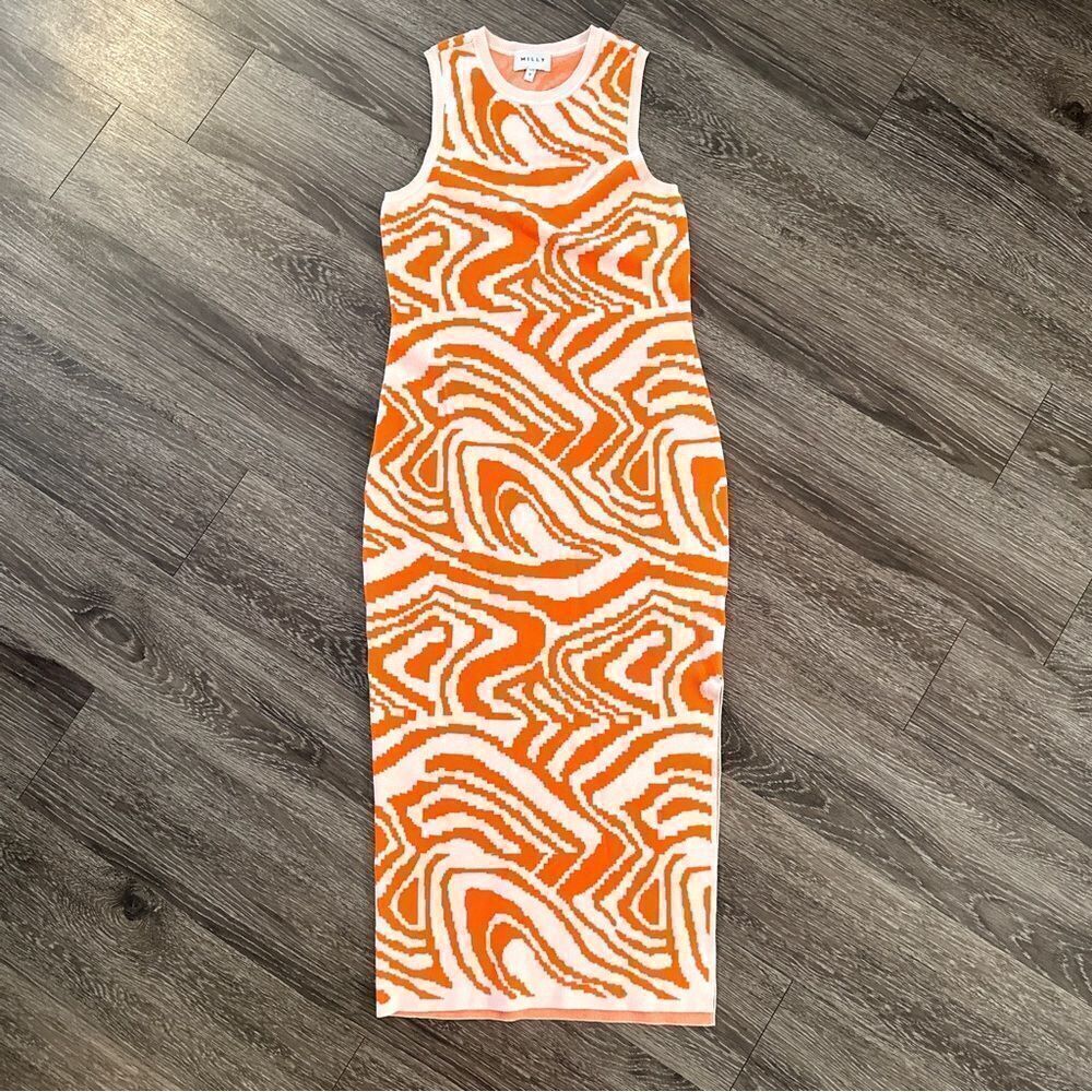 Milly Racerback Jacquard Midi Tank Dress